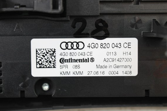 AUDI A6 A7 PANEL KLIMY KLIMATYZACJI 4G0820043CE moduł sterownik nawiewu klimy  4G0 820 043 C 4G C7 4G8 wentytlacja podgrzewane