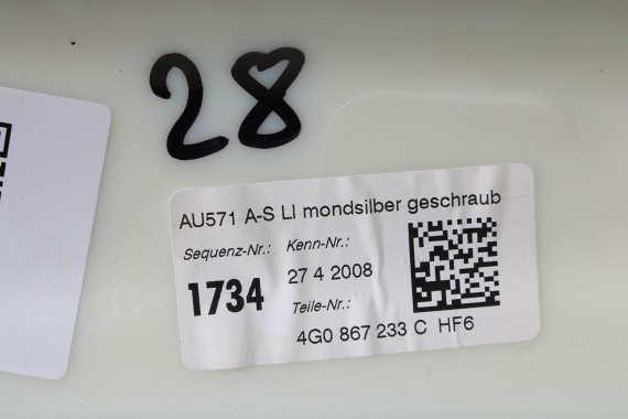 AUDI A6 POSZYCIE SŁUPEK A 4G0867233C 4G0867234C 4G0 867 233 4G0 867 234 górne podsufitki kolor szary SŁUPKA HF6 srebrny FL LIFT