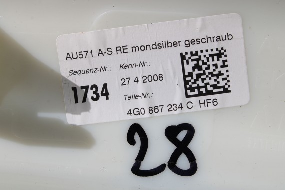 AUDI A6 POSZYCIE SŁUPEK A 4G0867233C 4G0867234C 4G0 867 233 4G0 867 234 górne podsufitki kolor szary SŁUPKA HF6 srebrny FL LIFT