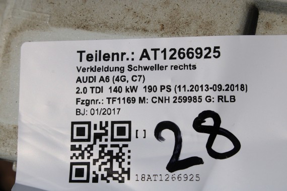 AUDI A6 LISTWA PROGOWA 4G0853855M 4G0853856M 4G C7 4G0 853 855 G NAKŁADKA LISTWY próg 4G0853859H 4G0853860H LIFT FL 2Y LS9R