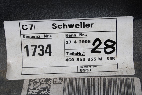 AUDI A6 LISTWA PROGOWA 4G0853855M 4G0853856M 4G C7 4G0 853 855 G NAKŁADKA LISTWY próg 4G0853859H 4G0853860H LIFT FL 2Y LS9R