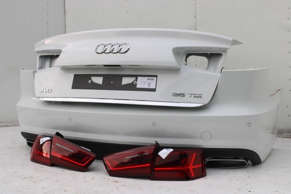 AUDI A6 SEDAN TYŁ ZDERZAK TYLNY KLAPA BAGAŻNIKA 4G 4G5 LAMPY 2Y2Y LS9R Biały C7 FL LIFT tylna zderzak klapa lampa