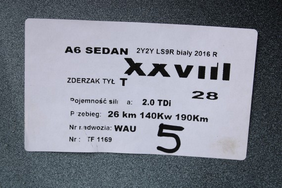 AUDI A6 SEDAN TYŁ ZDERZAK TYLNY KLAPA BAGAŻNIKA 4G 4G5 LAMPY 2Y2Y LS9R Biały C7 FL LIFT tylna zderzak klapa lampa