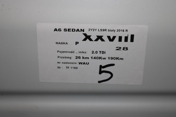 AUDI A6 FL LIFT PRZÓD maska błotniki zderzak pas przedni lampy wzmocnienie FULL LED 4G 2015- 2Y2Y 	LS9R 	Gletscherweiss Biały