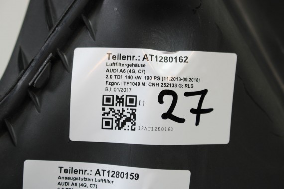 AUDI A6 A7 FILTR POWIETRZA OBUDOWA 4G0133838R 4G0133843K 4G0 133 838 R 2.0 TDi diesel A6 FL LIFT 4G C7