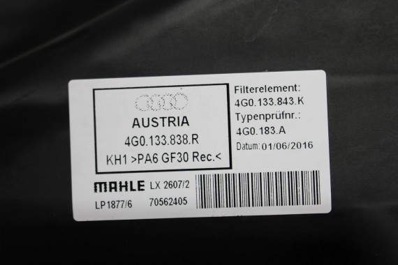 AUDI A6 A7 FILTR POWIETRZA OBUDOWA 4G0133838R 4G0133843K 4G0 133 838 R 2.0 TDi diesel A6 FL LIFT 4G C7