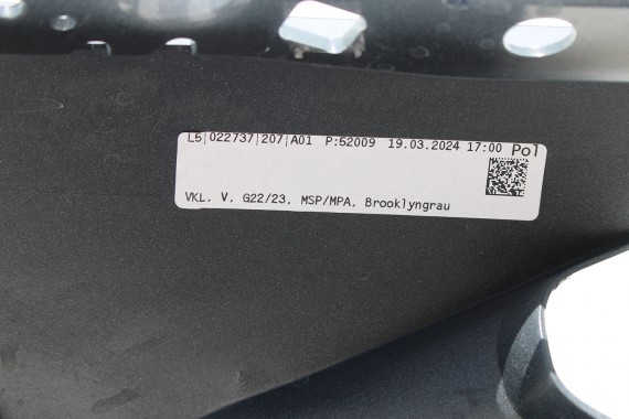 BMW 4 G22 G23 ZDERZAK PRZEDNI PRZÓD M pakiet 8076713 Kolor: C4P Brooklyn grau metallic Szary 63178089525 63178089526 51118076713