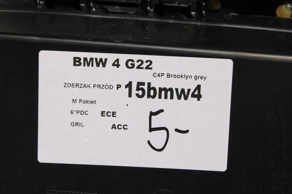 BMW 4 G22 G23 ZDERZAK PRZEDNI PRZÓD M pakiet 8076713 Kolor: C4P Brooklyn grau metallic Szary 63178089525 63178089526 51118076713
