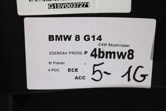 BMW 8 G14 G15 G16 ZDERZAK PRZEDNI PRZÓD M pakiet Kolor:  C4W Skyscraper Grau M pakiet 5111 8070558  727584 8074787 8074788 szary
