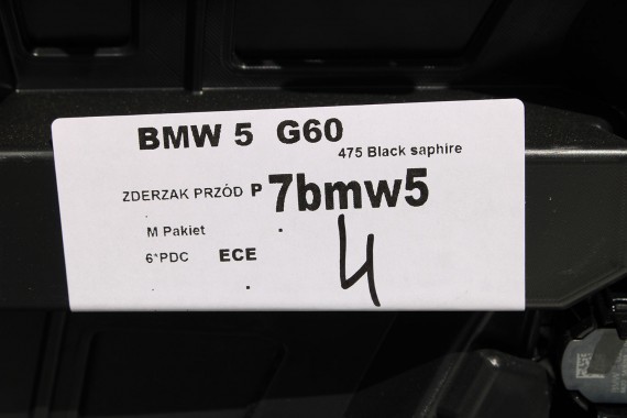 BMW 5 G60 ZDERZAK PRZEDNI PRZÓD 475 Black-sapphire Czarny 8084653 G61 M PAKIET 51118084653 8084655 8084656 8084629 9879291