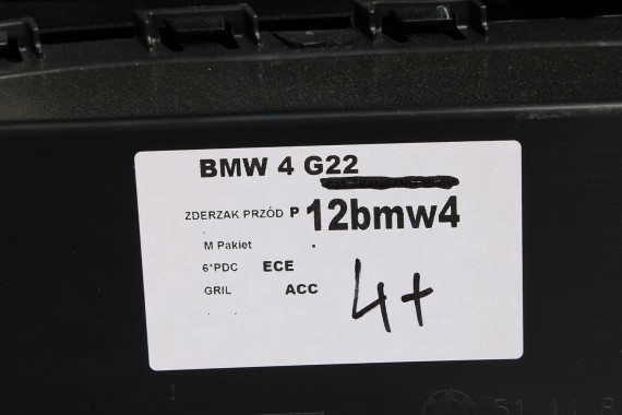 BMW 4 G22 G23 ZDERZAK PRZEDNI PRZÓD M pakiet Kolor: 475 Black-sapphire Czarny M pakiet M POWER 63178089525 63178089526 8076713