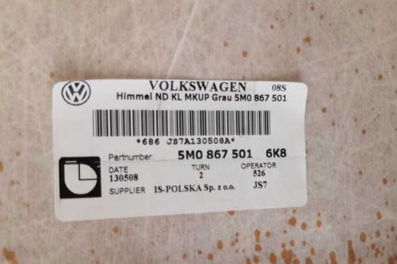 VW GOLF 5 6 PLUS PODSUFITKA SZARA 5M0867501 5M0867501F 5M0867501AJ 5M0867501 5M0 867 501 AF V VI 5M 5M0867501AF