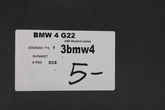 BMW 4 G22 G23 ZDERZAK TYŁ TYLNY 8075834 A96 Mineral-weiss Biały M PAKIET 51128075834 51128075839 51128078907 114609  51128078907