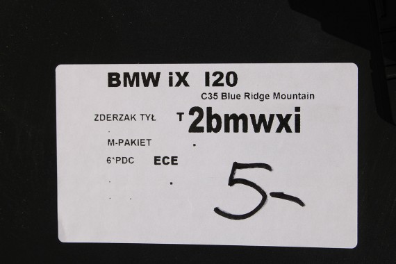 BMW iX i20 ZDERZAK TYŁ TYLNY M pakiet C35 Kolor Blue Ridge Mountain 51128081542 51128737824 51129878961 51129878962 51129491667