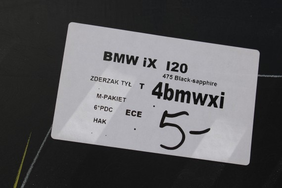 BMW iX i20 ZDERZAK TYŁ TYLNY M pakiet Kolor 475 black-sapphire 51128081542 51128737824 51129878961 51129878962 51129491667