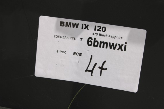 BMW iX i20 ZDERZAK TYŁ TYLNY Kolor 475 black-sapphire 8737051 8737052 51128737051 51128737052 66205A1A269 05A53184