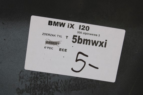 BMW iX i20 ZDERZAK TYŁ TYLNY Kolor 300 Alpinweiss 3 51128081542 51128737824 51129878961 51129878962 51129491667 05A53179