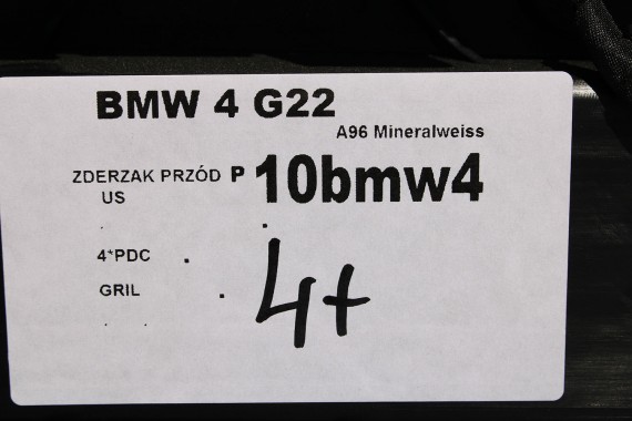 BMW 4 G22 G23 ZDERZAK PRZEDNI PRZÓD Kolor: A96 Mineral-weiss metallic Biały 63178089525 63178089526 USA 7450645  7450646 7451299