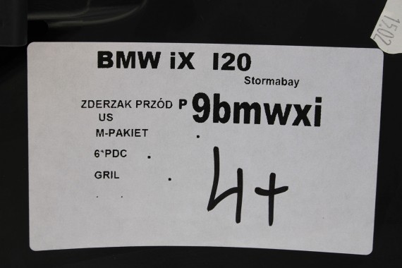 BMW iX i20 ZDERZAK PRZEDNI PRZÓD M pakiet Kolor: C3N STORM BAY Biały M POWER  51117933621 7983621 9879666 9879665 9492524