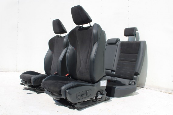BMW 2 U06 FOTELE KOMPLET FOTELI siedzeń siedzenia tapicerka KGNL Alcantara sensatec.schwarz / blau boczki drzwiowe ACTIVE TOURER