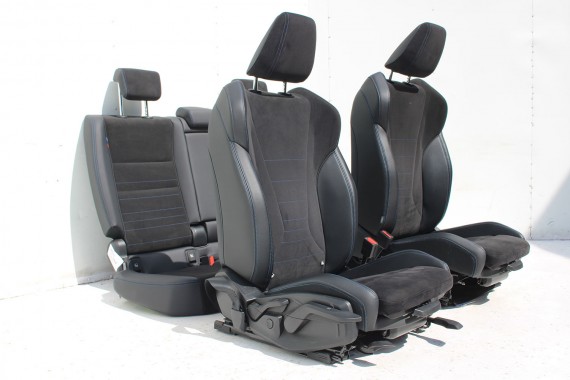 BMW 2 U06 FOTELE KOMPLET FOTELI siedzeń siedzenia tapicerka KGNL Alcantara sensatec.schwarz / blau boczki drzwiowe ACTIVE TOURER
