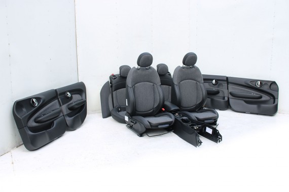 MINI CLOUBMAN F54 FOTELE KOMPLET FOTELI siedzeń siedzenia tapicerka +boczki drzwiowe KDE1 Stoff/Leatherette Pearl/carbon-black