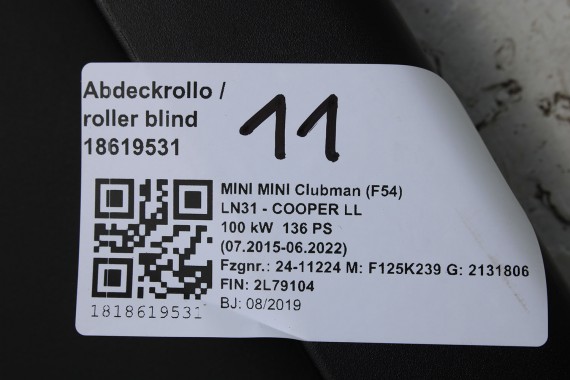 MINI COUNTRYMAN F54 ROLETA TYŁ BAGAŻNIKA 7360792 TYLNA czarny 51477360792 51 47 7360792 COOPER 7360792 7360792 7360792 7360792