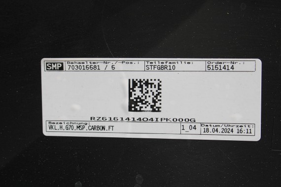 BMW 7 G70 ZDERZAK TYŁ TYLNY M pakiet 416 Kolor: Carbon-schwarz Czarny 51128081542 M POWER 66205A1A269 51128081511 5A74568 chrom