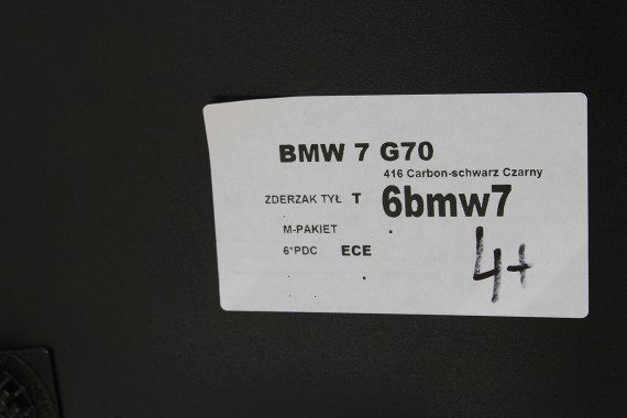 BMW 7 G70 ZDERZAK TYŁ TYLNY M pakiet 416 Kolor: Carbon-schwarz Czarny 51128081542 M POWER 66205A1A269 51128081511 5A74568 chrom