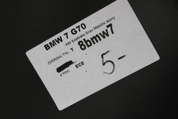 BMW 7 G70 ZDERZAK TYŁ TYLNY 9464126 A90 Kolor A90 Sophisto Grau Metallic szary 66205A17999 51129464126 chrom 51 12 9464126