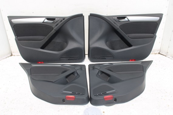 VW GOLF 6 VI BOCZKI BOCZEK DRZWI drzwiowe tapicerka 5K 5K4 5-cio drzwiowy welur czarne listwy srebrne 5K4867011 5K4867012