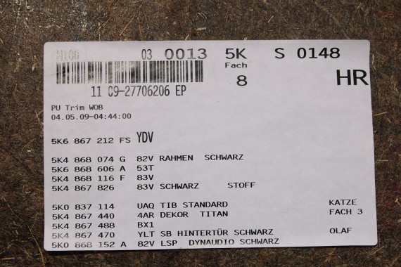 VW GOLF 6 VI BOCZKI BOCZEK DRZWI drzwiowe tapicerka 5K 5K4 5-cio drzwiowy welur czarne listwy srebrne 5K4867011 5K4867012