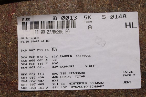 VW GOLF 6 VI BOCZKI BOCZEK DRZWI drzwiowe tapicerka 5K 5K4 5-cio drzwiowy welur czarne listwy srebrne 5K4867011 5K4867012