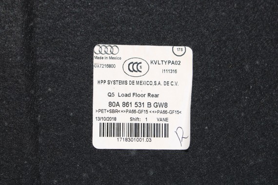AUDI Q5 BOCZKI + DYWAN BAGAŻNIKA 80A863879AJ 80A863880T 80A863879B 80A861531B boczki bagażnik tapicerka 80A 861 531 80A863879AK