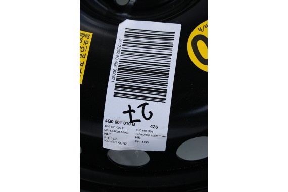 AUDI A6 A7 KOŁO DOJAZDOWE 20 DOJAZDÓWKA ZAPAS 4G0601027E 4,5J*20H2 ET22 HANKOOK S300 145/60/20 105M 4G0 601 027 4G8 4G0601010B