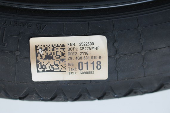 AUDI A6 A7 KOŁO DOJAZDOWE 20 DOJAZDÓWKA ZAPAS 4G0601027E 4,5J*20H2 ET22 CONTINENTAL 145/60/20 105M 4G0 601 027 4G 4G8 4G0601010B