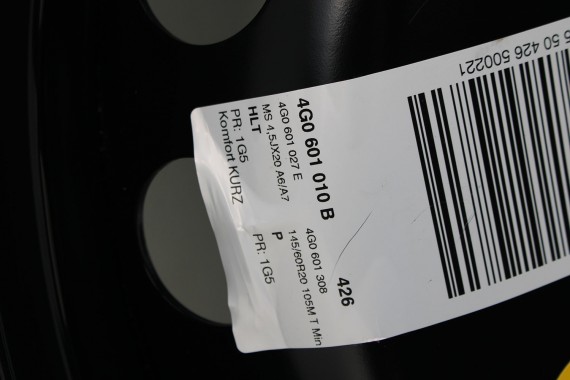 AUDI A6 A7 KOŁO DOJAZDOWE 20 DOJAZDÓWKA ZAPAS 4G0601027E 4,5J*20H2 ET22 SPARE TYRE 145/60/20 105M 4G0 601 027 4G 4G8 4G0601010B