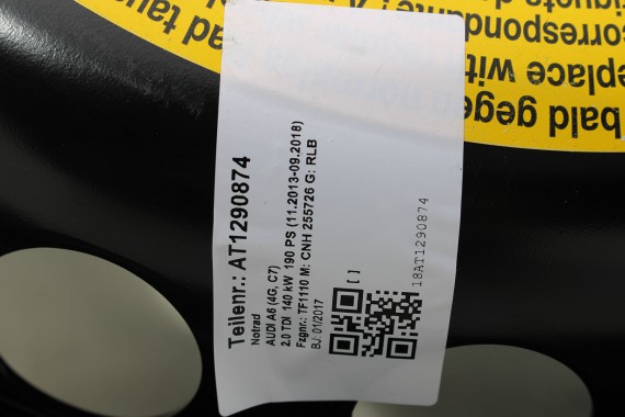 AUDI A6 A7 KOŁO DOJAZDOWE 20 DOJAZDÓWKA ZAPAS 4G0601027E 4,5J*20H2 ET22 SPARE TYRE 145/60/20 105M 4G0 601 027 4G 4G8 4G0601010B