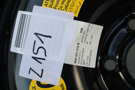 AUDI A6 A7 KOŁO DOJAZDOWE 20 DOJAZDÓWKA ZAPAS 4G0601027E 4,5J*20H2 ET22 SPARE TYRE 145/60/20 105M 4G0 601 027 4G 4G8 4G0601010B