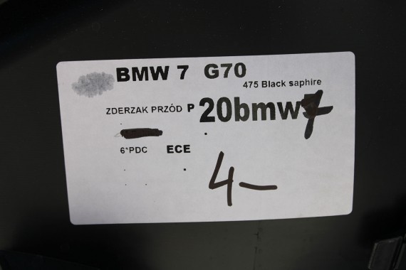 BMW 7 G70 ZDERZAK PRZEDNI PRZÓD 475 Black-sapphire metallic 	Czarny  5111 9464046 15857711 5111 9883454 9464045