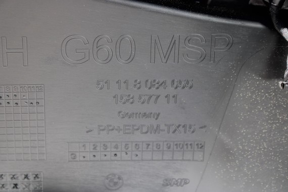BMW 5 G60 ZDERZAK PRZEDNI PRZÓD 475 Black-sapphire Czarny 8084653 G61 M PAKIET 51118084653 8084655 8084656 8084629 9879291
