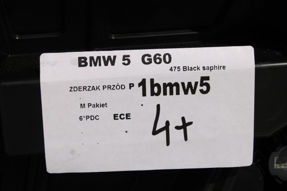 BMW 5 G60 ZDERZAK PRZEDNI PRZÓD 475 Black-sapphire Czarny 8084653 G61 M PAKIET 51118084653 8084655 8084656 8084629 9879291