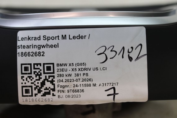 BMW X5 G05 KIEROWNICA 3373G05 SPORT 5A1FC81 5A1D383 G06 X6 G07 X7 KIEROWNICA MULTIFUNKCYJNA M-Pakiet MPAKIET