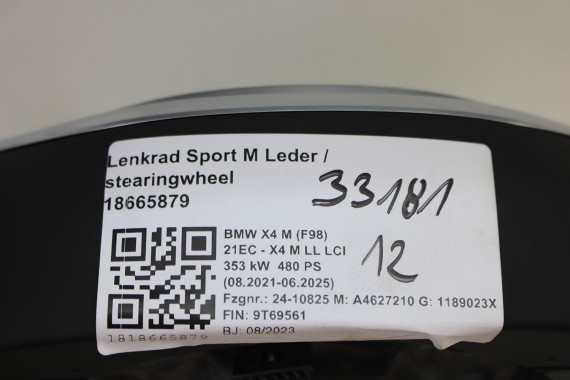 BMW X4 M F98 KIEROWNICA 3373F97 SPORT 5A1FC81 X4M X3 M X3M F97 MPOWER LCi FL LIFT ŁOPATKI