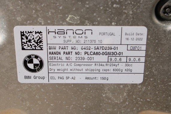 BMW XM X5 X7 POMPA KLIMATYZACJI 5A7D239 KLIMY SILNIK 4.4 S68_B44 480KW 653PS benzyna 4.4 V8 iX HYBRID S68B44A 64525A7D239