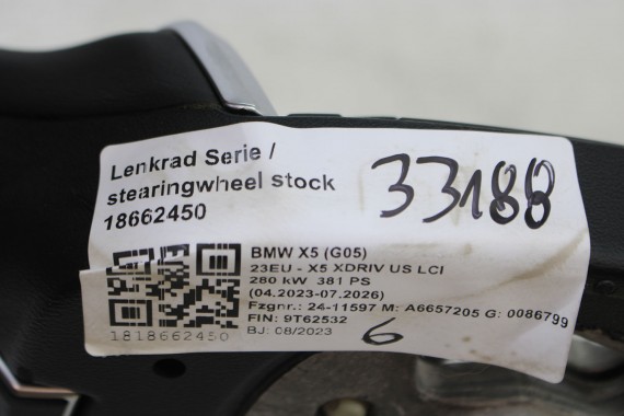 BMW X5 G05 KIEROWNICA 7907664 SPORT 9T62532 G06 X6 G07 X7 MULTIFUNKCYJNA ŁOPATKI 9T62532 3373G05 USA