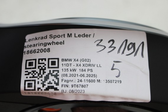 BMW X3 G01 KIEROWNICA 9502327 3373G01 X3 G08 X4 G02 MULTIFUNKCYJNA M-Pakiet MPAKIET + ŁOPATKI G08 X4 G02