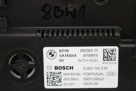 BMW 1 F40 F44 Z4 G29 ZEGAR 5A1E654 LICZNIK 62105A1E654 Prędkościomierz HUD zegary HIGH
