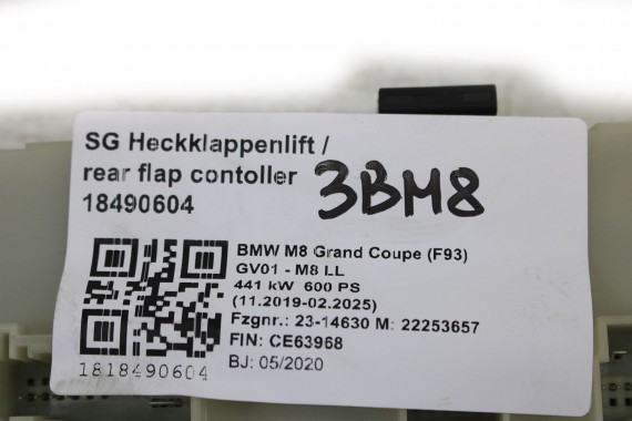 BMW 8 M8 F91 F92 F93 MODUŁ STEROWNIK 2762358 OTWIERANIA KLAPY moduł elektrycznej 5 M5 F90 61352762358 61 35 2762358