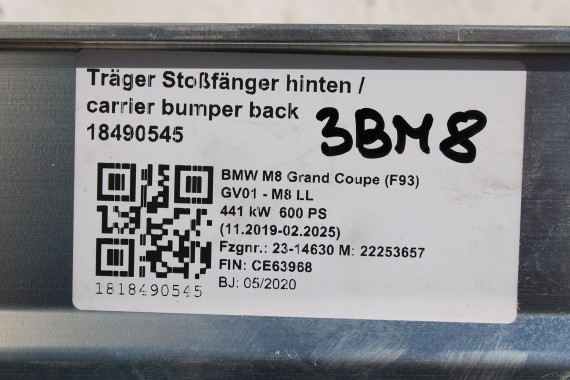 BMW 8 M8 F93 TYŁ ZDERZAK + KLAPA BAGAŻNIKA + LAMPY lampa tylny 490 Sonderlackierung Niebieski 41007483659 51128082803 8070742